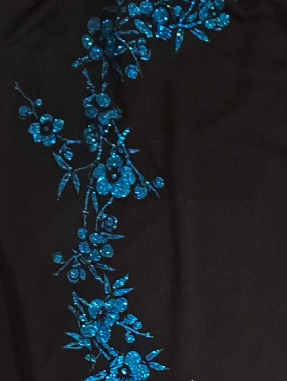 Vintage 90s Y2K La Belle Formal Prom Black Dress, Turquoise Floral Size Medium - Picture 3 of 10